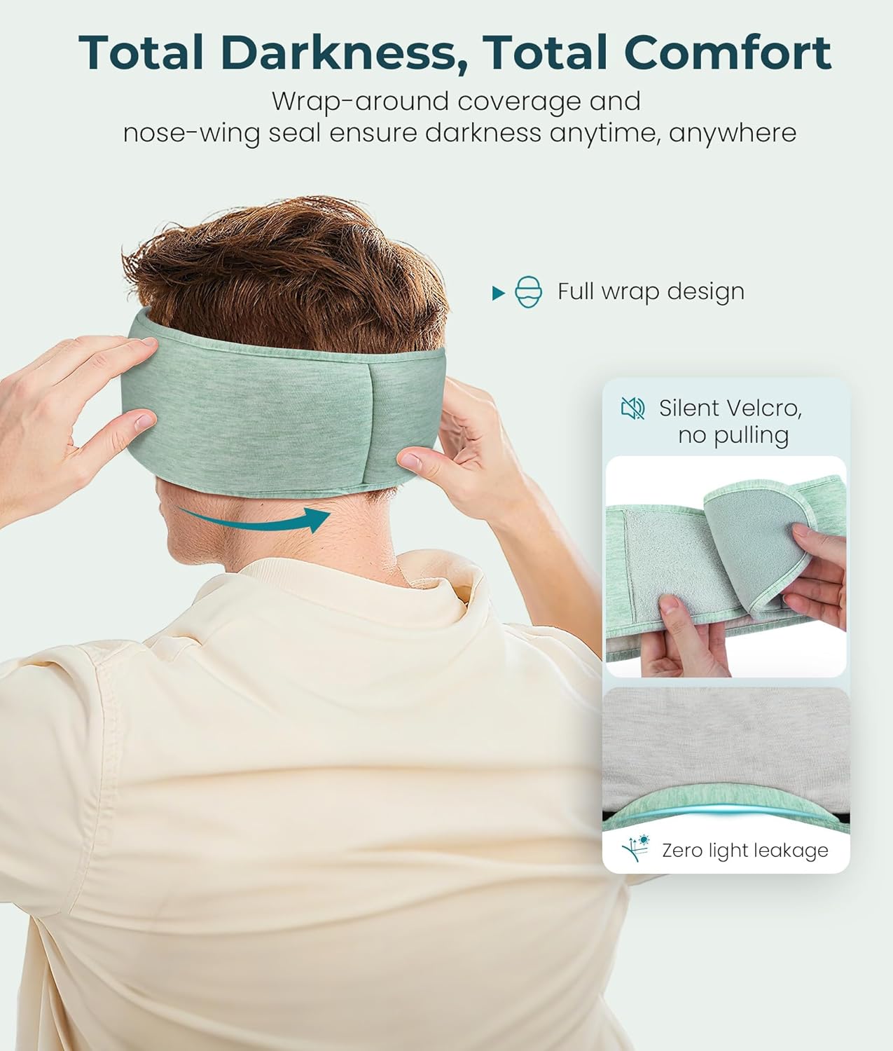 MUSICOZY Bluetooth 5.4 Sleep Headphones Eye Mask with Seaweed Fiber Cotton Ultra Soft Fully Wrapped Sleep Mask with Headphones for Side Sleepers 14 Hours Playtime Gifts for Men Women
