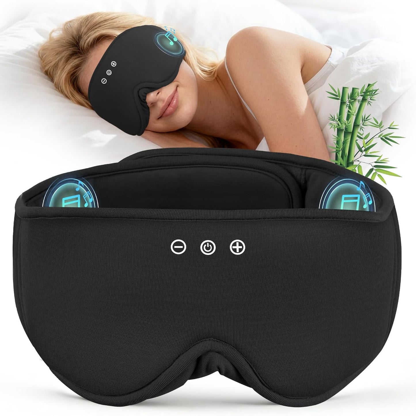 MUSICOZY Bluetooth Sleep Headphones Wireless Sleep Mask with Bluetooth 5.4 Ultra-Thin Stereo Speakers 14H Playtime Comfortable Eye Mask for Side Sleepers Travel & Relaxation Gifts for Men Women