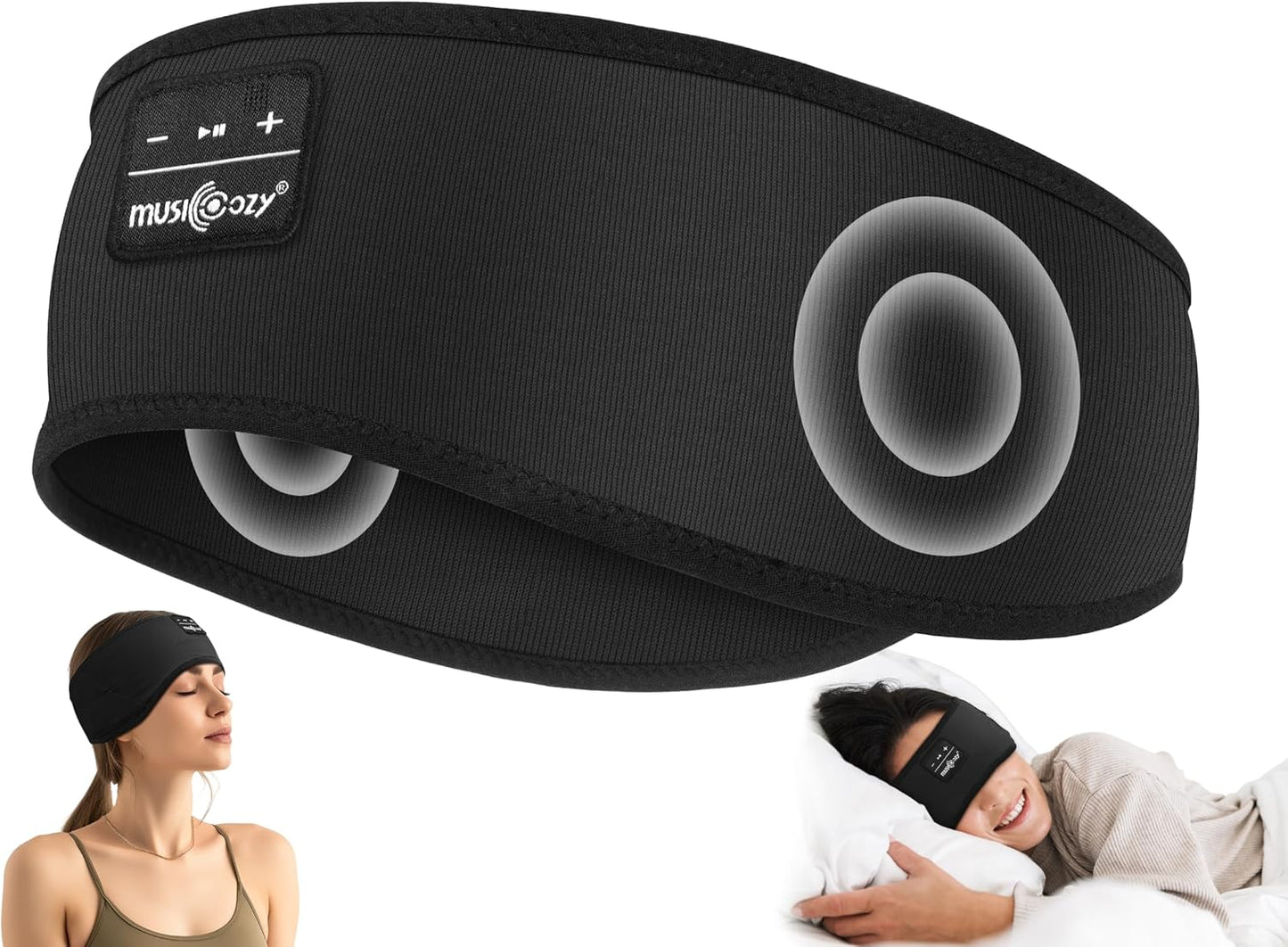 MUSICOZY Sleep Headphones Soft Bamboo Cotton Headband Headphones for Sleeping Sleep Headphone Wireless Bluetooth 5.4 with Ultra-Thin HD Stereo Speaker for Unique Gifts(Light Blue)