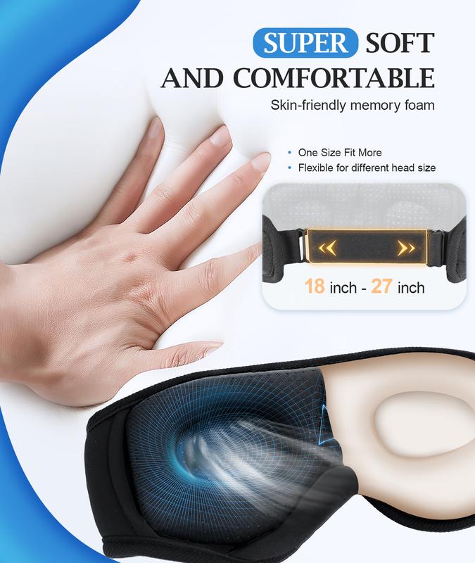 Premium Music White Noise Sleep Headphones 3D Sleep Eye Mask | Best for Sleepers Audio Earbud Birthday Christmas Tablet Wireless Headset Electronic
