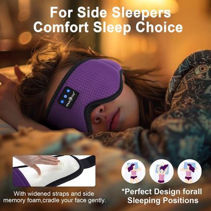 MUSICOZY Bluetooth 5.4 Sleep Headphones Mask – Noise-Cancelling Eye Mask with Ultra-Thin Stereo Speakers, Adjustable Ergonomic Design, for Side Sleepers, Travel, Office, Yoga, Gifts, Stress Relief