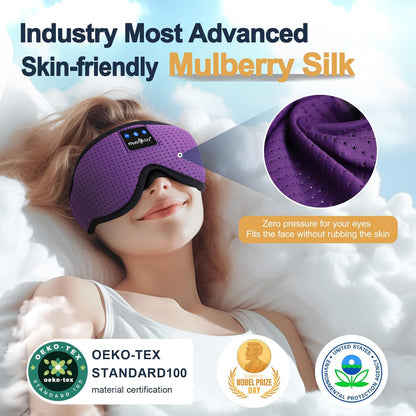 MUSICOZY Bluetooth 5.4 Sleep Headphones Mask – Noise-Cancelling Eye Mask with Ultra-Thin Stereo Speakers, Adjustable Ergonomic Design, for Side Sleepers, Travel, Office, Yoga, Gifts, Stress Relief