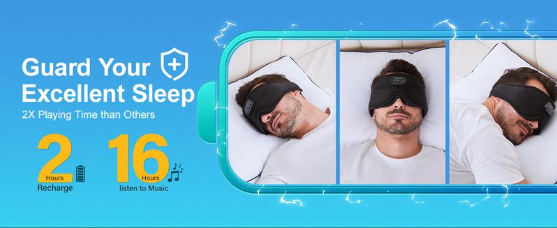 Premium Music White Noise Sleep Headphones 3D Sleep Eye Mask | Best for Sleepers Audio Earbud Birthday Christmas Tablet Wireless Headset Electronic