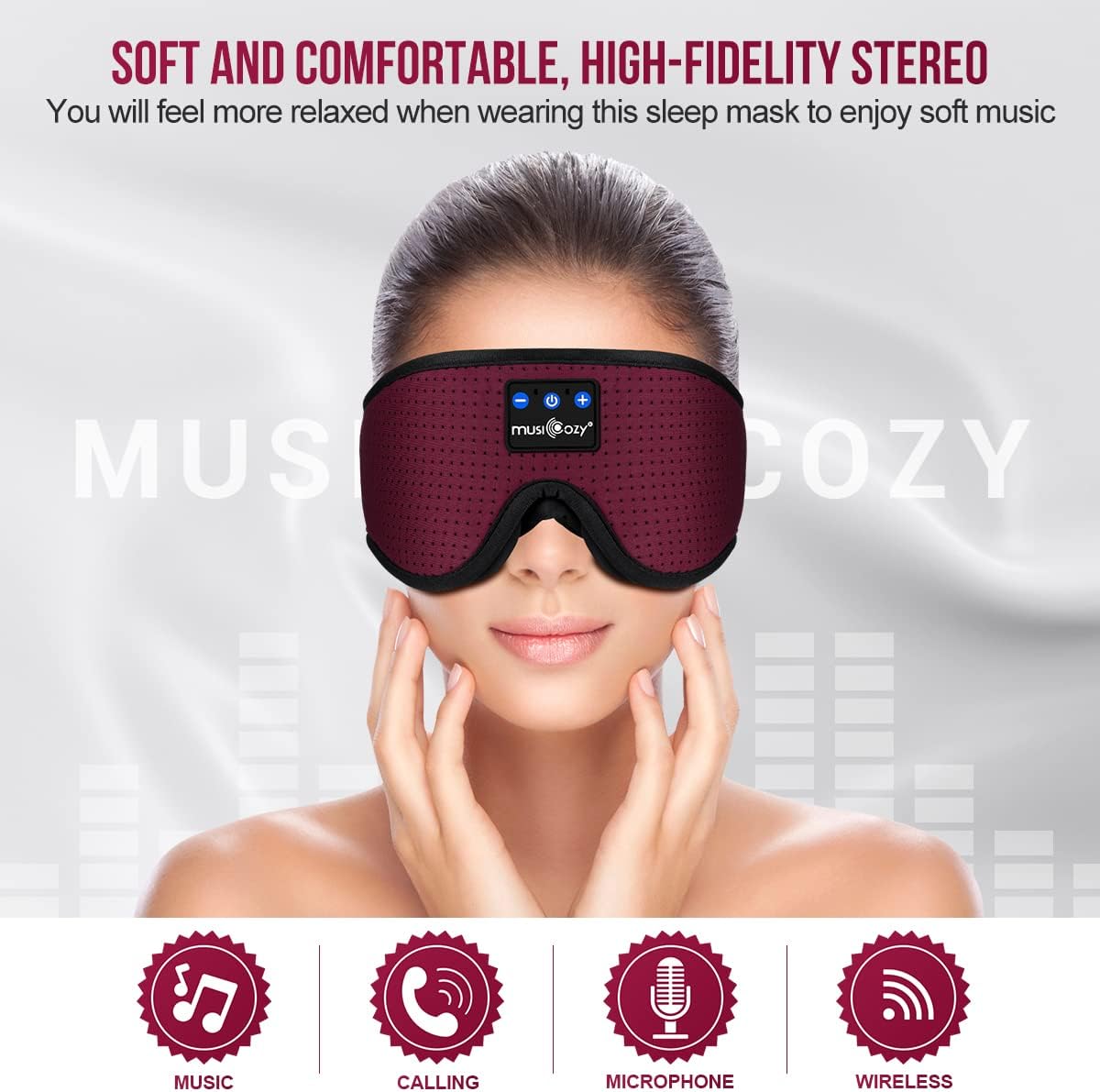 MUSICOZY Sleep Headphones Breathable Bluetooth 5.2 Headband 3D Sleeping Headphones, Wireless Music Eye Mask Sleep Earbuds for Side Sleepers Women Mom Cool Tech Gadgets Unique Gifts