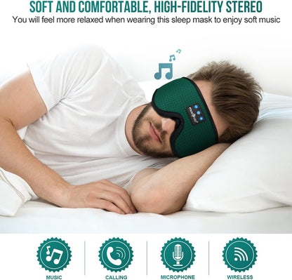 MUSICOZY Sleep Headphones Breathable Bluetooth Headband 3D Sleeping Headphones, Wireless Music Eye Mask Sleep Earbuds for Side Sleeper Women,Men Office Air Travel Cool Tech Gadgets Unique Gifts Green