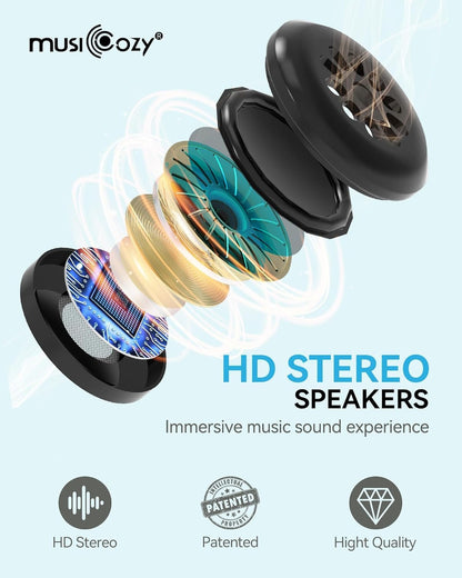 MUSICOZY Sleep Headphones Bluetooth Sleep Eye Mask for Sleeping, Headband Wireless Sleeping Masks Headphones, Earbuds for Side Sleepers Men Women with Speakers Cool Tech Gadgets