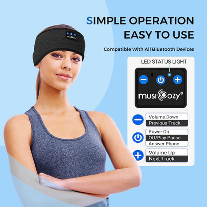 MUSICOZY Bluetooth 5.4 Sleeping Headphones, 3 in 1 Sports Headband, Noise Reduction, Comfortable, Suitable for Sports, Sleep, Travel