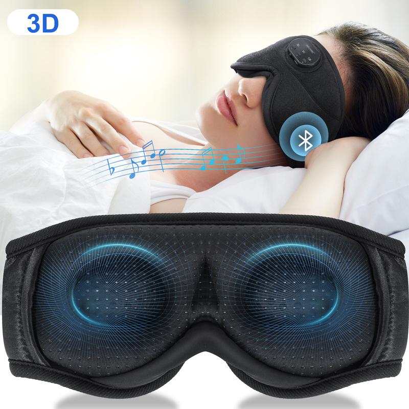 Premium Music White Noise Sleep Headphones 3D Sleep Eye Mask | Best for Sleepers Audio Earbud Birthday Christmas Tablet Wireless Headset Electronic