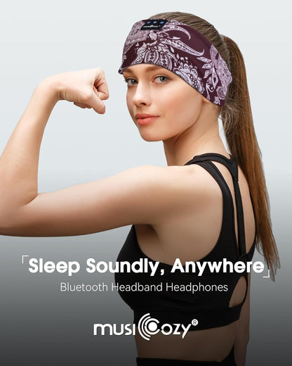 MUSICOZY Sleep Headphones Bluetooth Headband 5.4 Wireless Headband Headphones for Sleeping for Side Sleeper with Ultra-Thin HD Stero Speaker for Workout