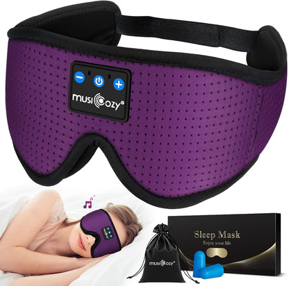 MUSICOZY Sleep Headphones Breathable Bluetooth Headband 3D Sleeping Headphones, Wireless Music Eye Mask Sleep Earbuds for Side Sleeper Women,Men Office Air Travel Cool Tech Gadgets Unique Gifts Green