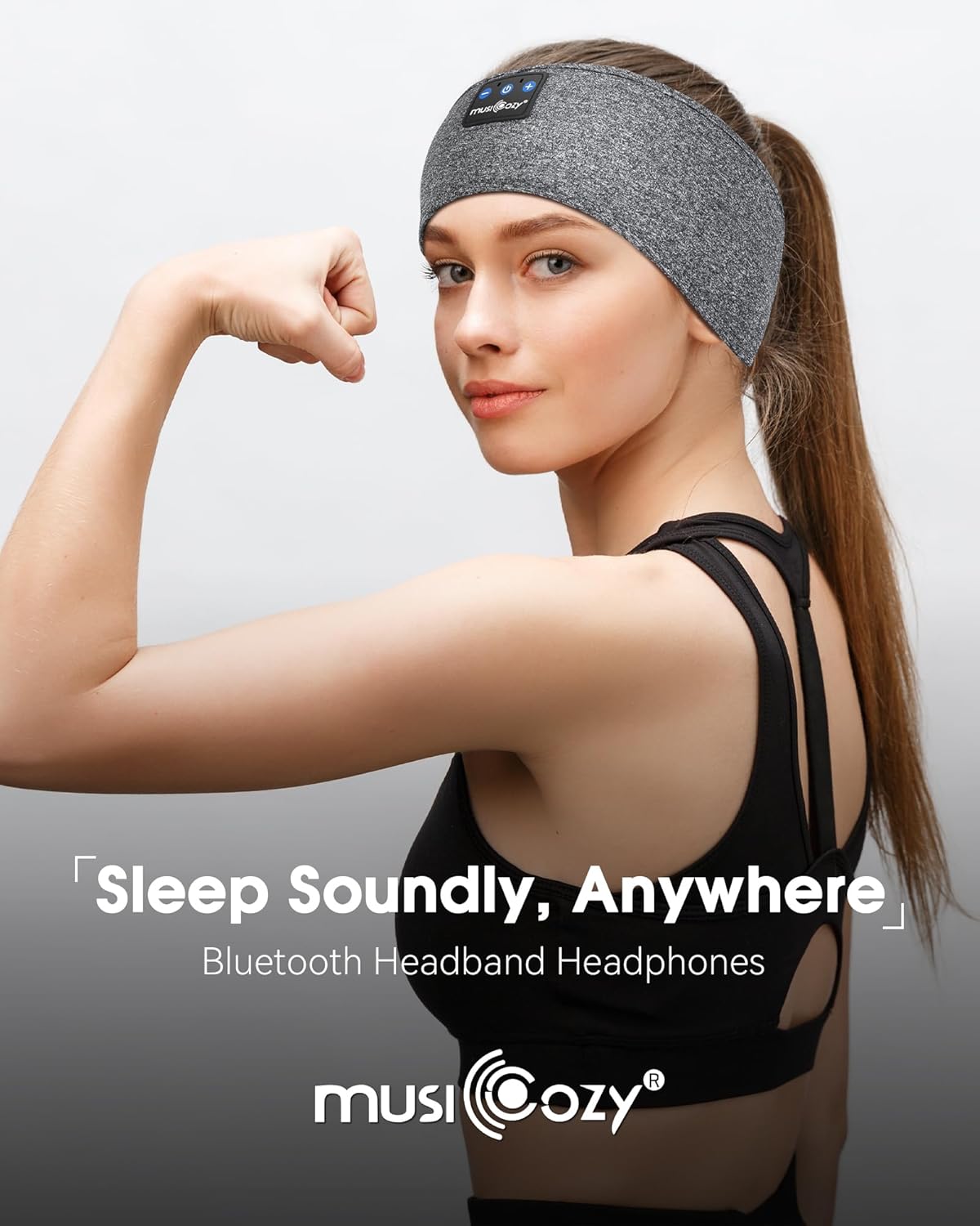 MUSICOZY Sleep Headphones Bluetooth Headband, 14 Hours Playtime, Sports Sweat Resistant with Hi-Fi Stereo for Workout Running