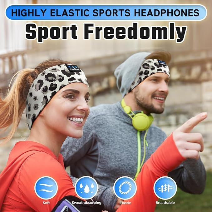 MUSICOZY Sleep Headphones Bluetooth 5.4 Headband, Sports Wireless Earphones Sweat Resistant Earbuds Sleeping Headphone with Ultra-Thin HD Stereo Speaker for Workout Running Cool Gadgets Unique Gifts