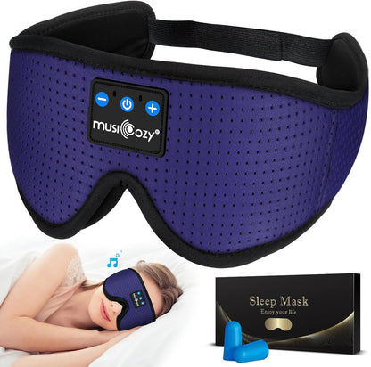 MUSICOZY Sleep Headphones Masks, Headphones Masks for Sleeping Wireless Music Mask, Bluetooth Sleep Eye Mask for Sleeping for Side Sleepers Men Women with Speakers Cool Tech Gadgets Gifts