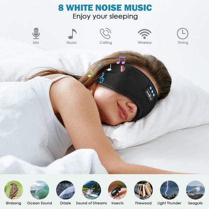 MUSICOZY White Noise Bluetooth 5.4 Module & Speakers for Sleep Headphones Eye Mask with Charging Cable, 14hrs Playtime