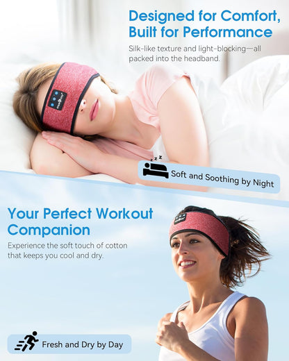 MUSICOZY Sleep Headphones Sleep Mask Bluetooth Headband Wireless Music Headband Headphones Earbuds for Side Sleepers Women Men Workout Running Cool Gadgets