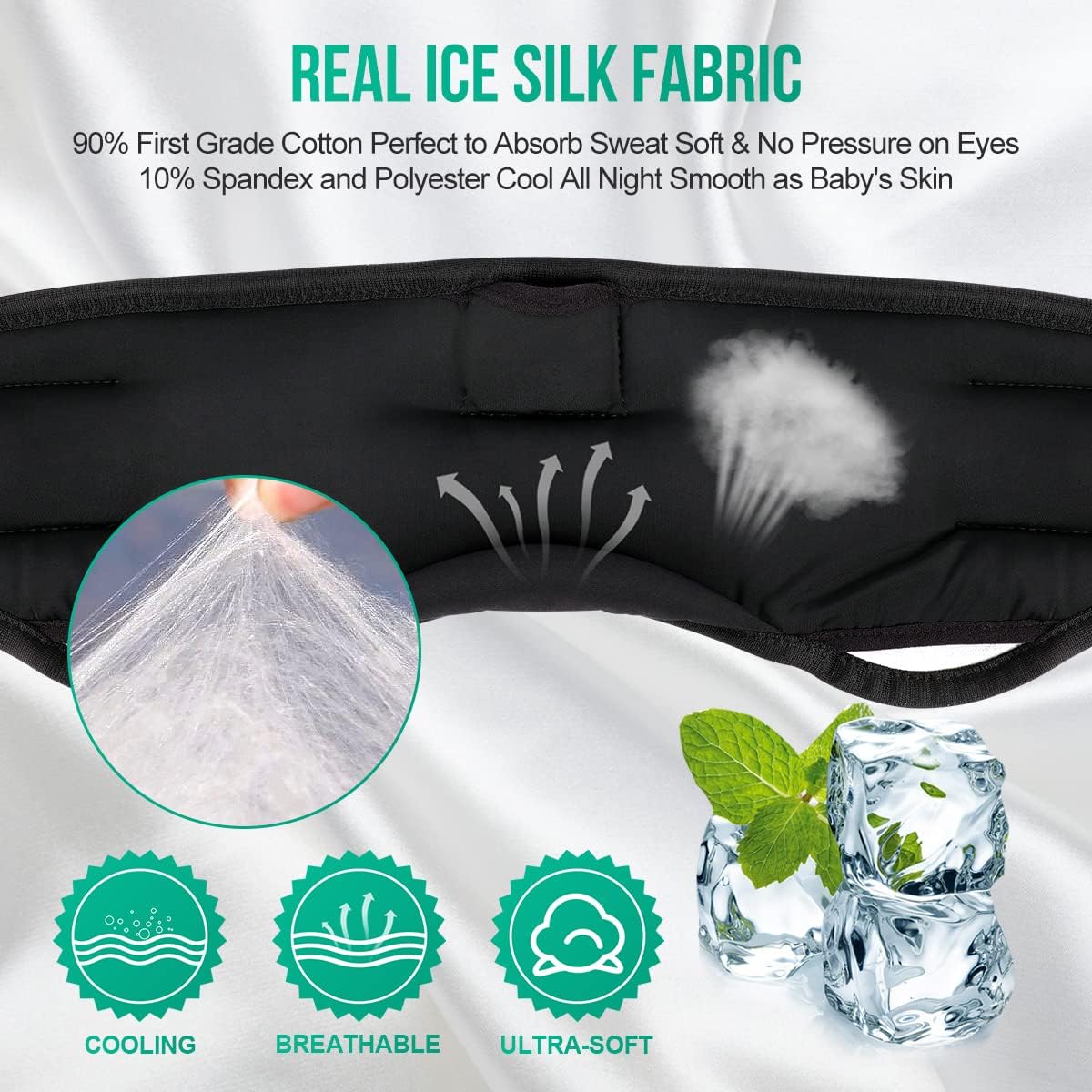 MUSICOZY Sleep Headphones Bluetooth 5.2 Breathable Sleeping Headphones Sleep Mask, Wireless Eye Mask Sleep Earbuds for Side Sleepers Men Women Office Travel Cool Tech Gadgets Gift