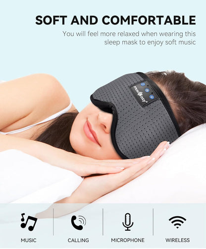 MUSICOZY Sleep Headphones Bluetooth Sleep Eye Mask for Sleeping, Headband Wireless Music Sleeping Masks Headphones, Sleep Earbuds for Side Sleepers Men Women with Speakers Cool Tech Gadgets(Grey)