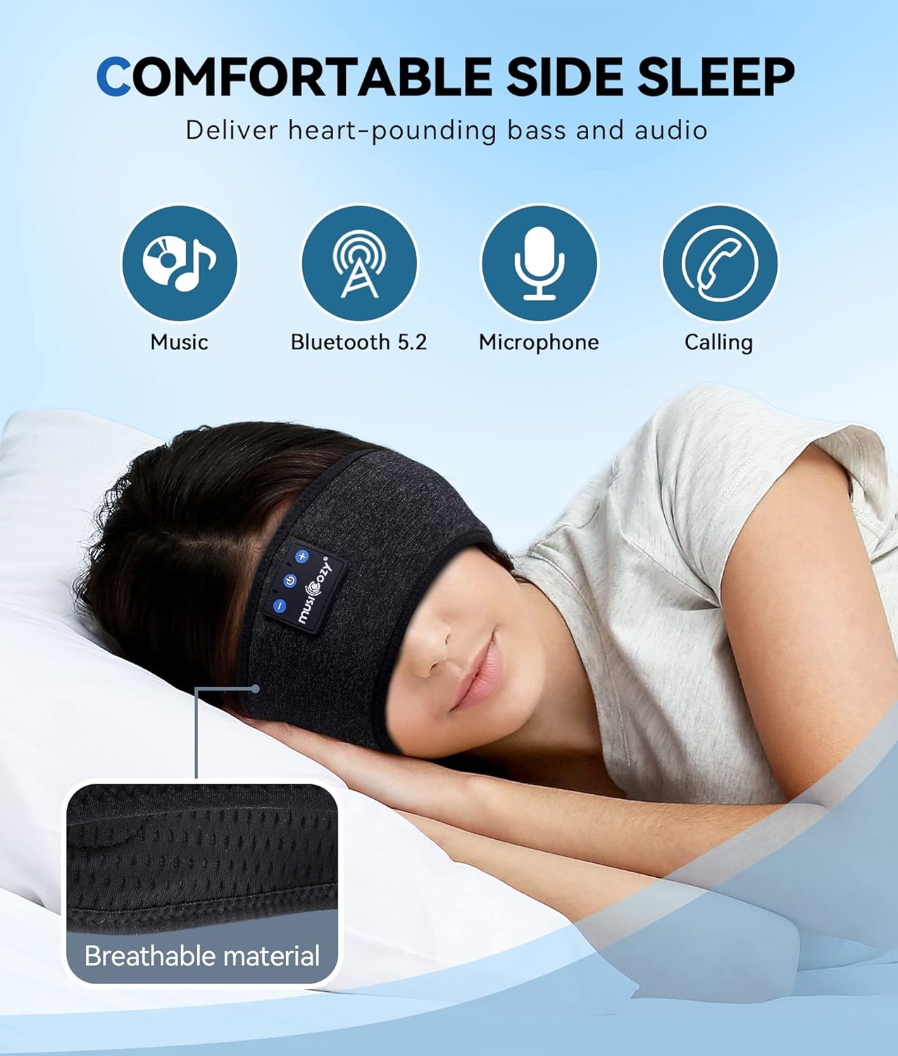 MUSICOZY Bluetooth 5.4 Headband Headphones, Wireless Sleep Mask with HD Stereo Speakers for Sports, Running, Yoga, and Relaxation – Ideal Gifts for Men, Women, and Teens