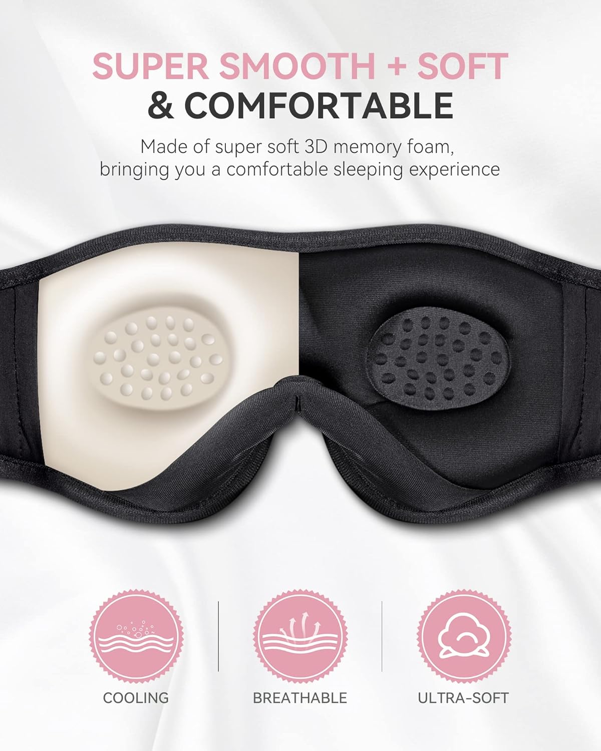 MUSICOZY Sleep Headphones, Bluetooth 5.4 eye mask, ergonomic design, noise reduction, light blocking, comfortable, suitable for side sleepers and those with sleep disorders