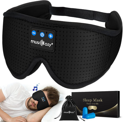 MUSICOZY Sleep Headphones Masks, Headphones Masks for Sleeping Wireless Music Mask, Bluetooth Sleep Eye Mask for Sleeping for Side Sleepers Men Women with Speakers Cool Tech Gadgets Gifts