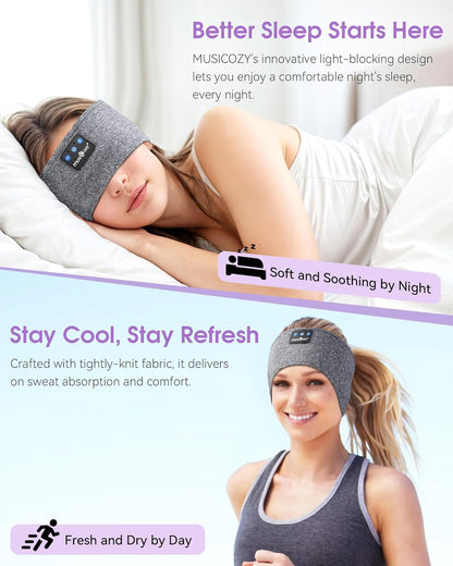 MUSICOZY Sleep Headphones Bluetooth Headband, 14 Hours Playtime, Sports Sweat Resistant with Hi-Fi Stereo for Workout Running