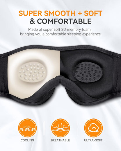 MUSICOZY 3D Bluetooth Sleep Mask with Headphones, Wireless Music Sleep Headband Eye Mask for Side Sleepers, Men, Women, and Mom, Ideal for Sleeping, Travel, Meditation, Cool Tech Gifts