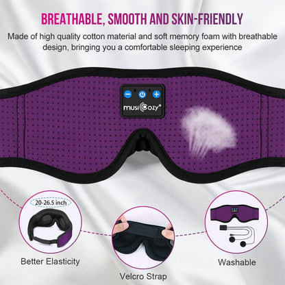 MUSICOZY 3D Bluetooth 5.4 Sleep Headphones, Breathable Wireless Music Eye Mask, Sleeping Headphones with Headband for Side Sleepers, Women, Men, Air Travel, Unique Tech Gifts