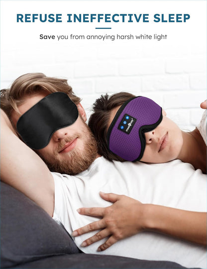 MUSICOZY Sleep Headphones Wireless Mask 3D Sleeping Eye Mask, Music Headband Headphones Sleep Earbuds Earphones for Side Sleeper Sleep Silk Eye Mask Cool Gadget Holiday for Mom Women(Purple+Black)