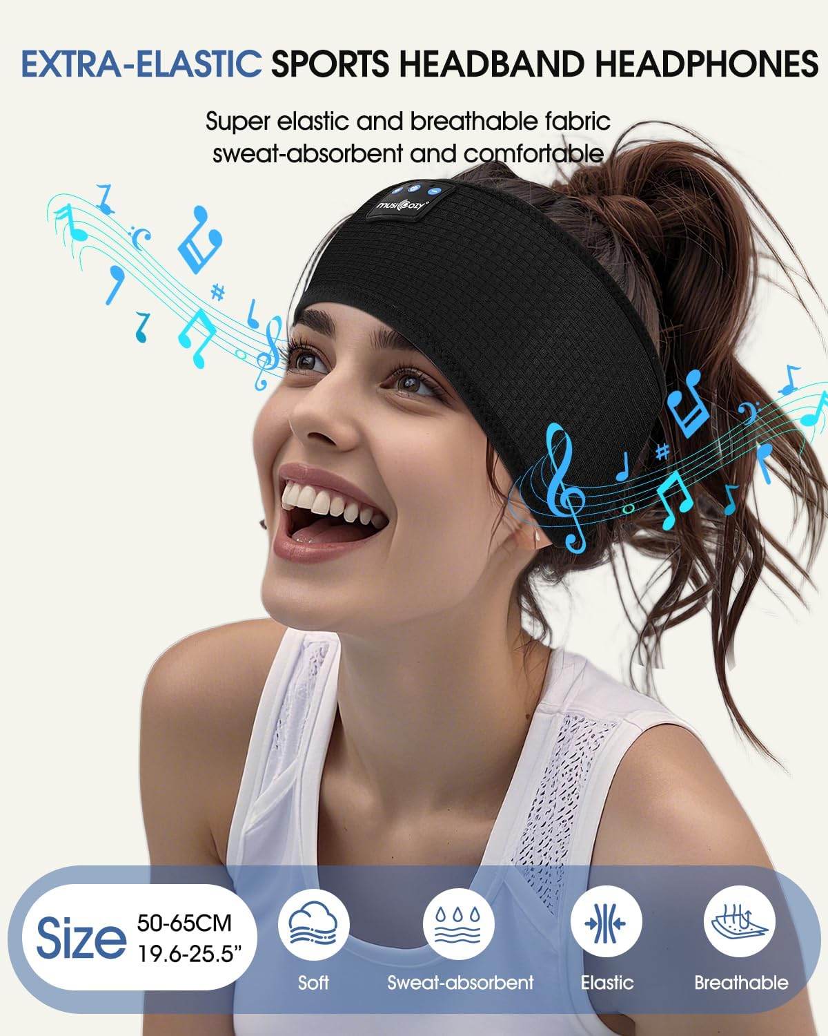 MUSICOZY Bluetooth 5.4 Sleeping Headphones, 3 in 1 Sports Headband, Noise Reduction, Comfortable, Suitable for Sports, Sleep, Travel