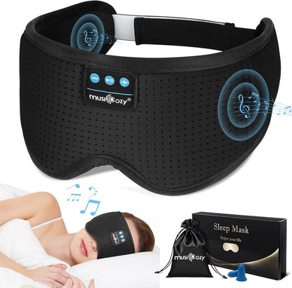 MUSICOZY Sleep Headphones Breathable Bluetooth Headband 3D Sleeping Headphones, Wireless Music Eye Mask Sleep Earbuds for Side Sleeper Women,Men Office Air Travel Cool Tech Gadgets Unique Gifts Green