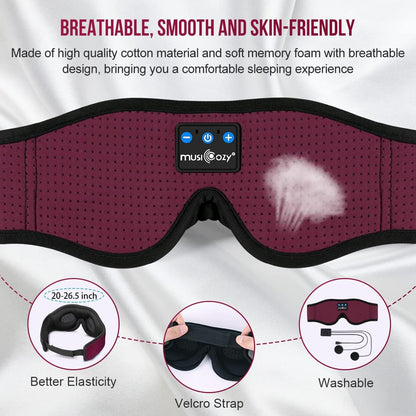 MUSICOZY Sleep Headphones Breathable Bluetooth 5.2 Headband 3D Sleeping Headphones, Wireless Music Eye Mask Sleep Earbuds for Side Sleepers Women Mom Cool Tech Gadgets Unique Gifts
