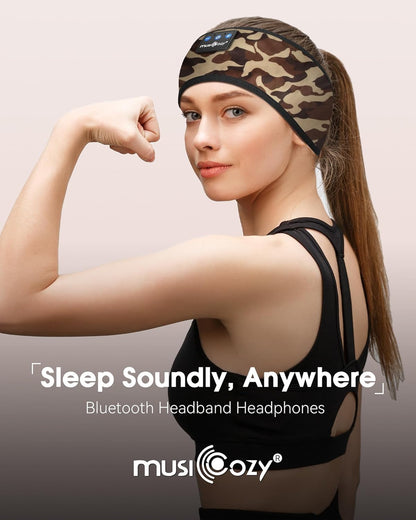 MUSICOZY Sleep Headphones Bluetooth 5.4 Headband, Sports Wireless Earphones Sweat Resistant Earbuds Sleeping Headphone with Ultra-Thin HD Stereo Speaker for Workout Running Cool Gadgets