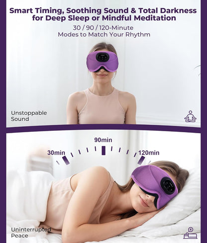 MUSICOZY 3D Bluetooth Sleep Mask with Headphones and Timer Wireless Sleep Headphones for Side Sleepers Eye Mask with Bluetooth Headphone Unique Gifts for Men Women Black