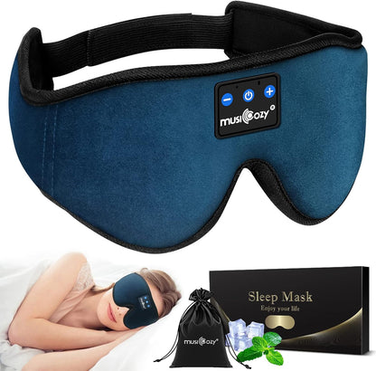 MUSICOZY 3D Bluetooth 5.4 Sleep Headphones, Breathable Wireless Music Eye Mask, Sleeping Headphones with Headband for Side Sleepers, Women, Men, Air Travel, Unique Tech Gifts