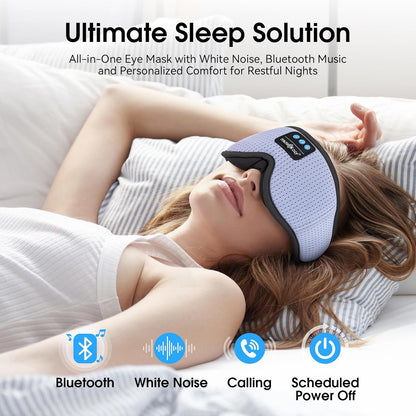 MUSICOZY White Noise Sleep Mask Headphones with 16 Soothing Sounds, Bluetooth Sleep Mask 3D Wireless Music Sleeping Headphones for Side Sleeper