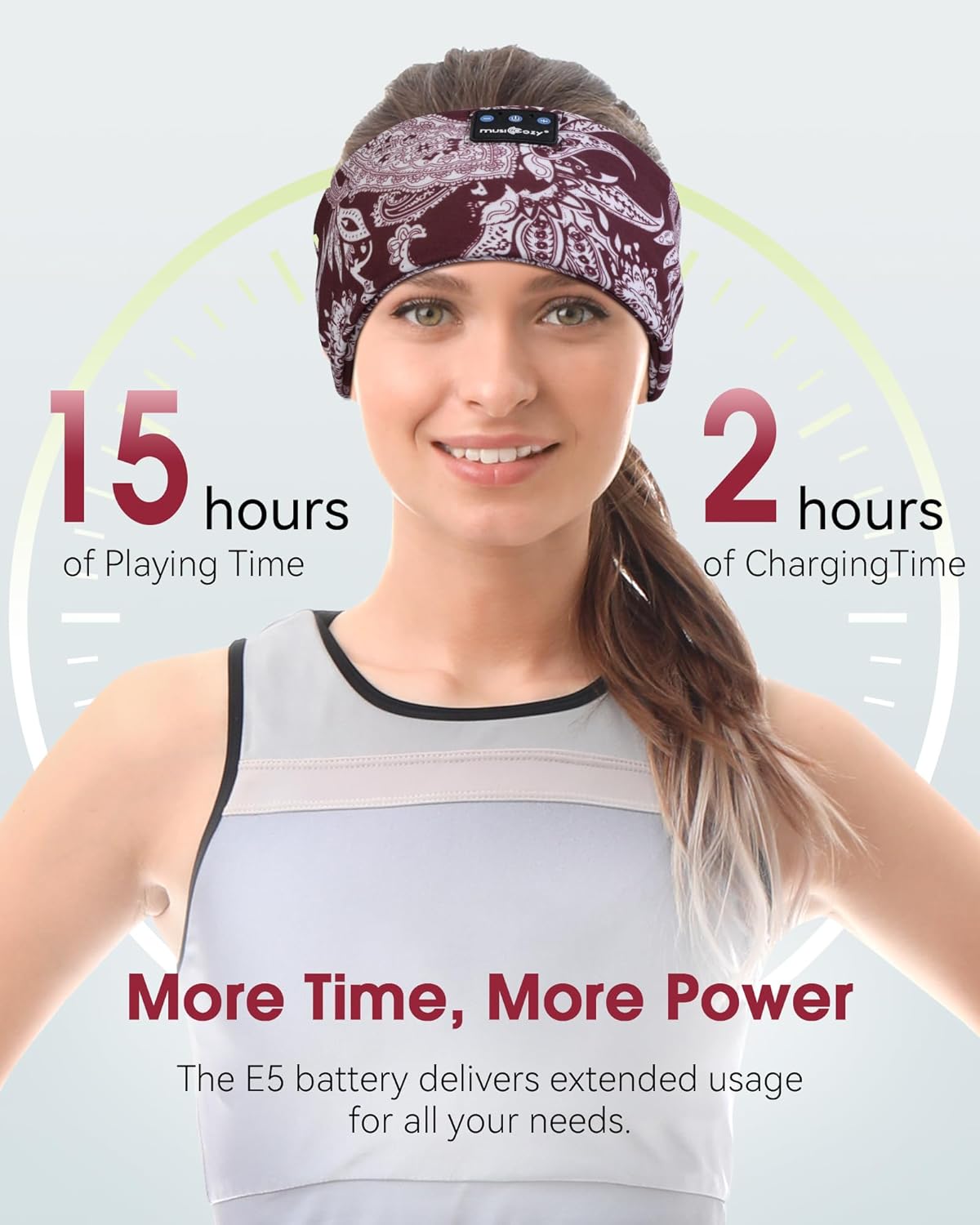 MUSICOZY Sleep Headphones Bluetooth Headband 5.4 Wireless Headband Headphones for Sleeping for Side Sleeper with Ultra-Thin HD Stero Speaker for Workout