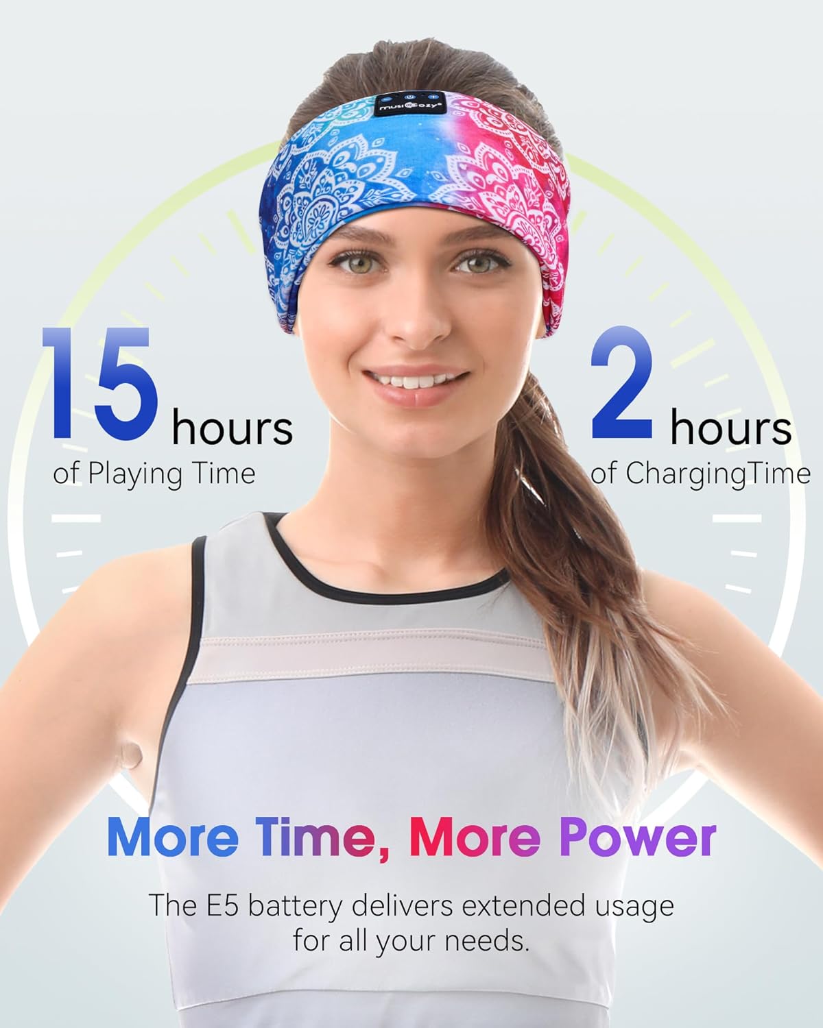 MUSICOZY Sleep Headphones Bluetooth Headband 5.4 Wireless Headband Headphones for Sleeping for Side Sleeper with Ultra-Thin HD Stero Speaker for Workout (Sunflower Blue)