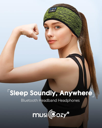 MUSICOZY Sleep Headphones Bluetooth Headband 5.4 Wireless Headband Headphones for Sleeping for Side Sleeper with Ultra-Thin HD Stero Speaker for Workout (Military Green)