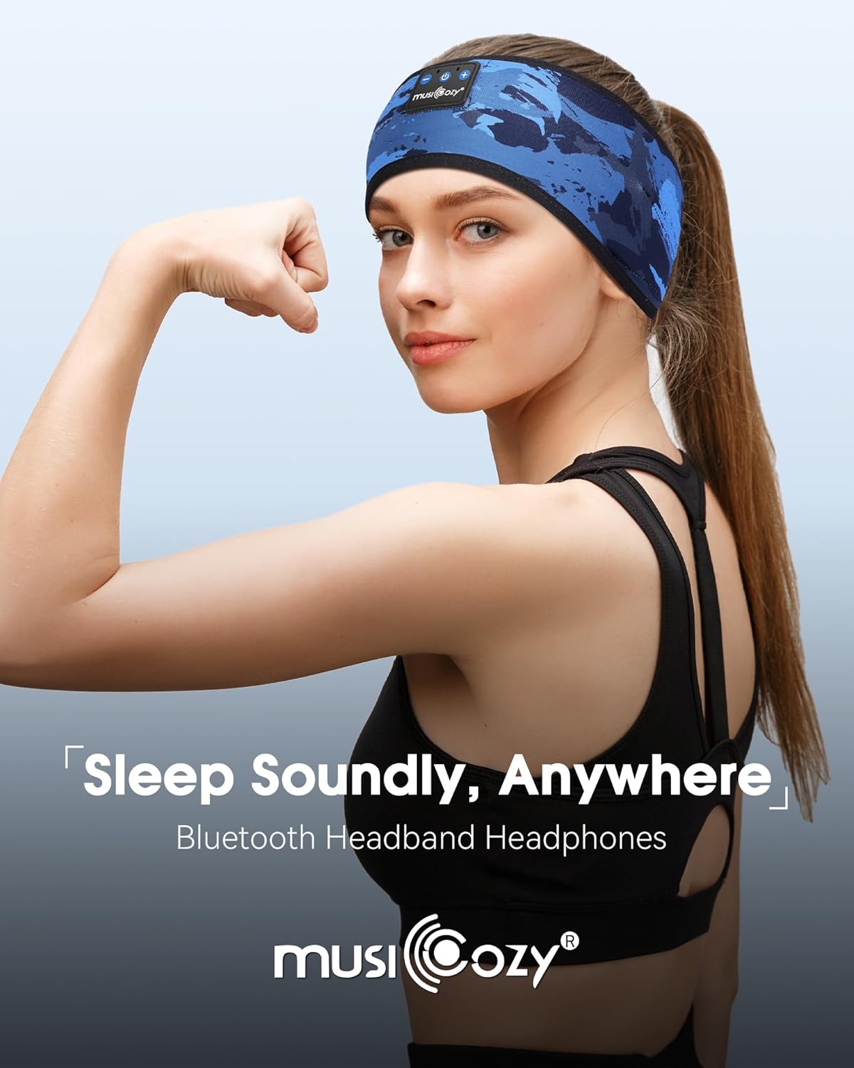 MUSICOZY Bluetooth 5.4 Sleep Headband Headphones, Wireless Sweatproof Earbuds for Sleeping, Sports, Workout, Running, Travel, Yoga - Ideal Gift for Men & Women