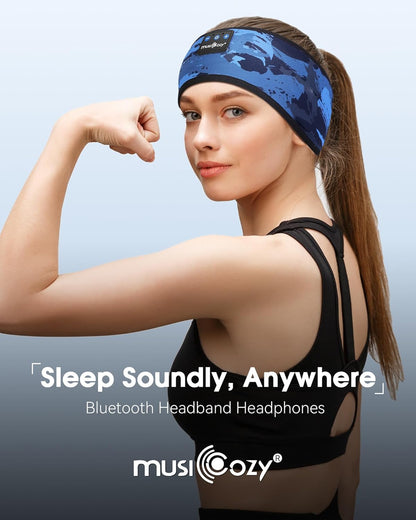 MUSICOZY Bluetooth 5.4 Sleep Headband Headphones, Wireless Sweatproof Earbuds for Sleeping, Sports, Workout, Running, Travel, Yoga - Ideal Gift for Men & Women