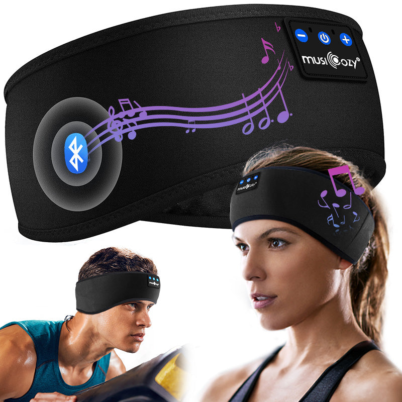 MUSICOZY Sleep Headphones Bluetooth 5.4 Headband, Sports Wireless Earphones Sweat Resistant Earbuds Sleeping Headphone with Ultra-Thin HD Stereo Speaker for Workout Running Cool Gadgets Unique Gifts