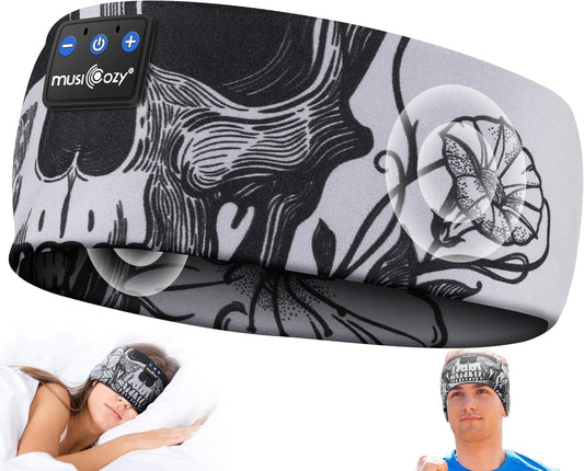 MUSICOZY Sleep Headphones Bluetooth 5.4 Headband, Wireless Earphones Music Sleep Earbuds Sleeping Eye Mask with HD Stereo Speakers for Workout Running Travel Yoga, Ideal Gifts for Women Men