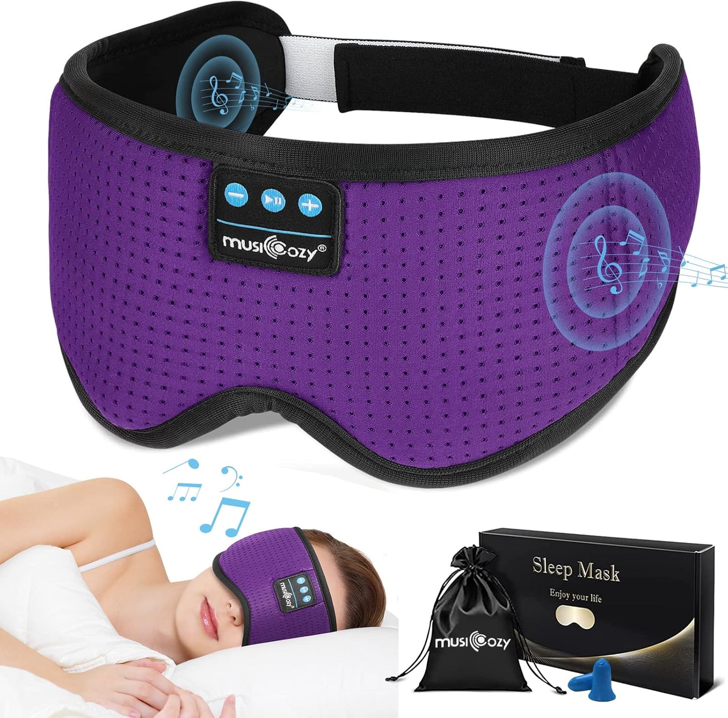 MUSICOZY 3D Bluetooth Sleep Mask with Headphones, Wireless Music Sleep Headband Eye Mask for Side Sleepers, Men, Women, and Mom, Ideal for Sleeping, Travel, Meditation, Cool Tech Gifts