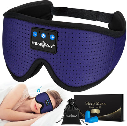 MUSICOZY Sleep Headphones Bluetooth Sleep Eye Mask for Sleeping, Headband Wireless Sleeping Masks Headphones, Earbuds for Side Sleepers Men Women with Speakers Cool Tech Gadgets