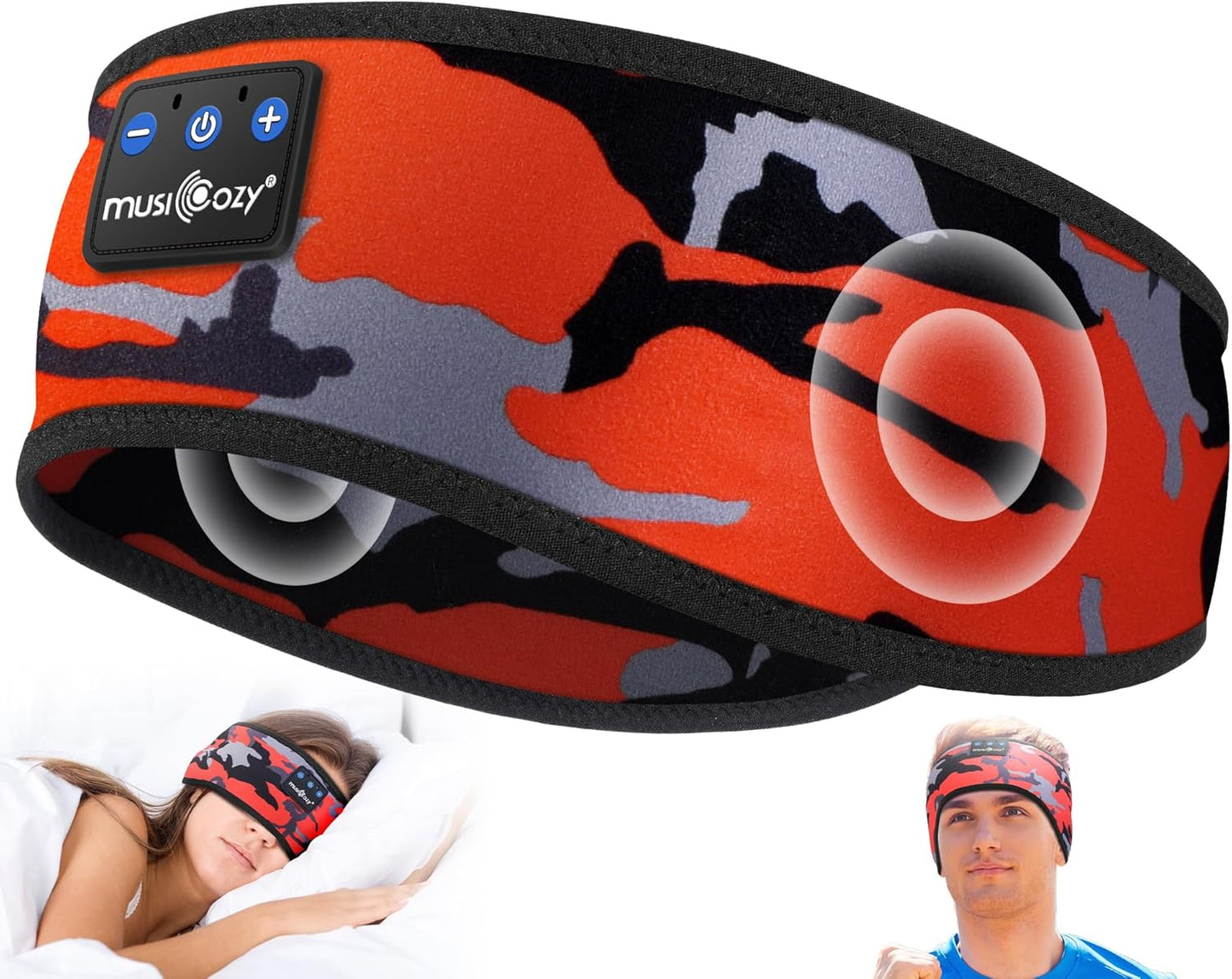 MUSICOZY Bluetooth 5.4 Sleep Headphones – 3-in-1 Headband with Eye Mask, Hidden Earbuds & Sweat-Wicking Design