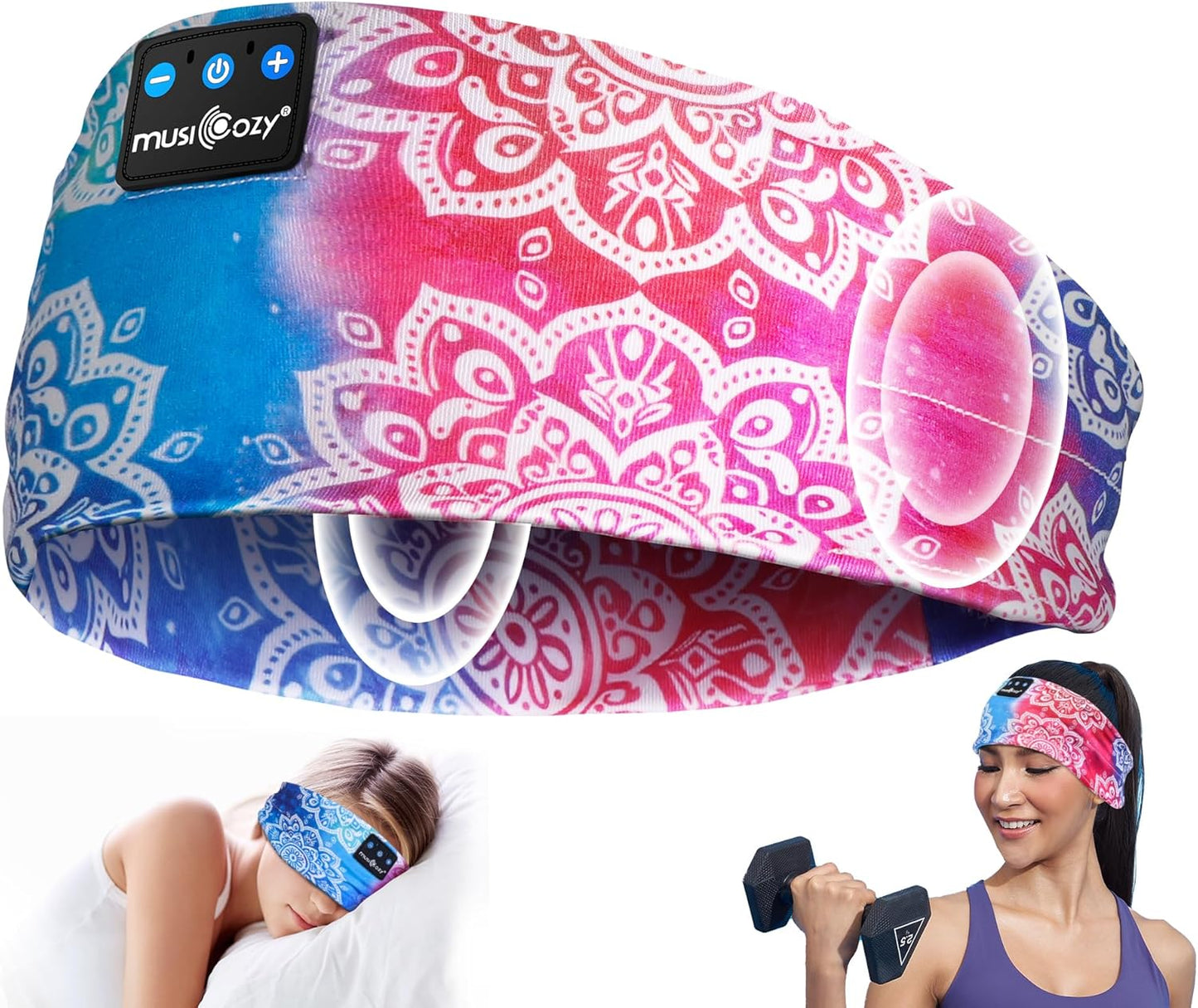 MUSICOZY Sleep Headphones Bluetooth Headband 5.4 Wireless Headband Headphones for Sleeping for Side Sleeper with Ultra-Thin HD Stero Speaker for Workout