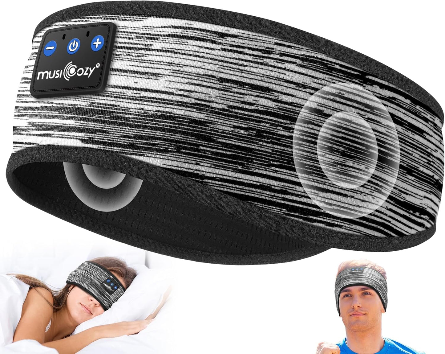 MUSICOZY Sleep Headphones Bluetooth 5.4 Headband, Wireless Earphones Music Sleep Earbuds Sleeping Eye Mask with HD Stereo Speakers for Workout Running Travel Yoga, Ideal Gifts for Women Men