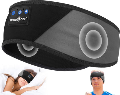 MUSICOZY Bluetooth 5.4 Sleep Headphones – 3-in-1 Headband with Eye Mask, Hidden Earbuds & Sweat-Wicking Design