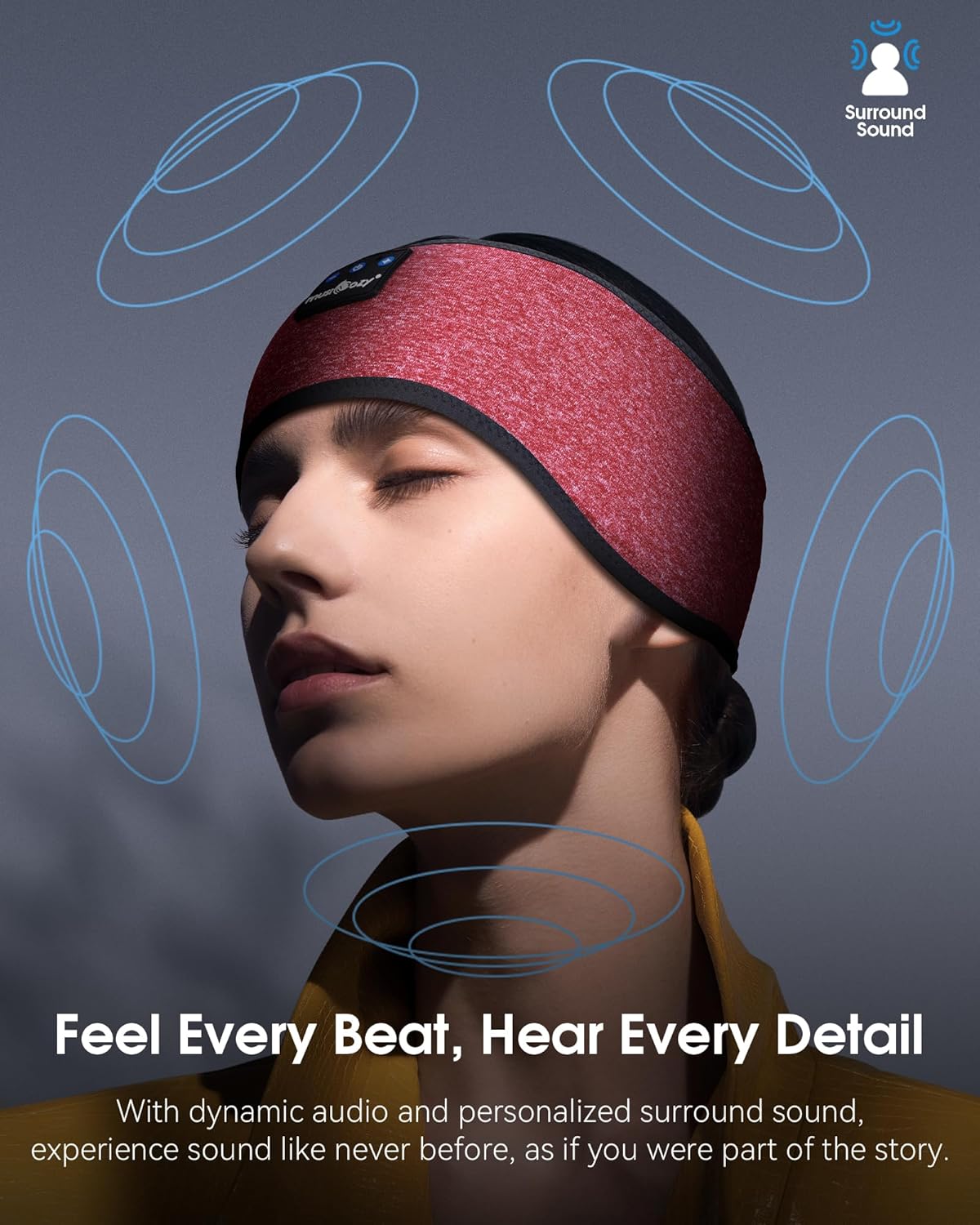 MUSICOZY Sleep Headphones Wireless Bluetooth 5.4 Headband, Music Sports Sleeping Headband Headphones Earbuds Earphones for Women Girls Mom Workout Running Jogging Yoga Cool Gadgets Unique Gifts