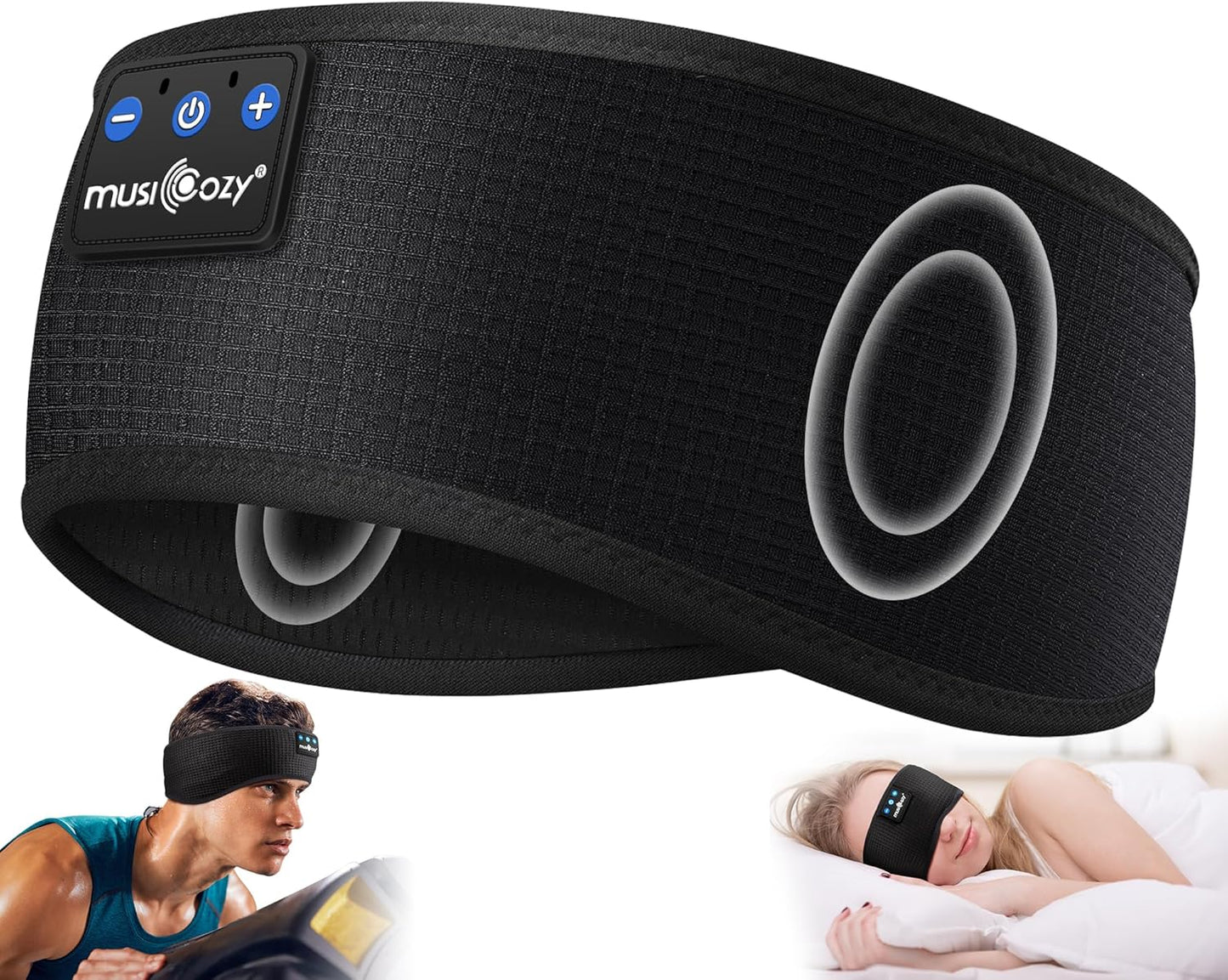 MUSICOZY Sleep Headphones Headband Bluetooth 5.4 Wireless Headband Headphones for Sleeping for Side Sleeper with Ultra-Thin HD Stero Speaker for Workout(Pink)